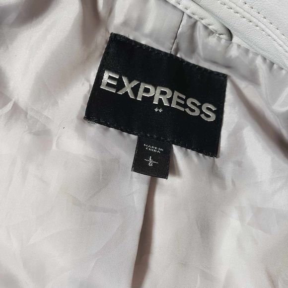 Express women's Large light Gray faux leather Moto Jacket AS IS Damaged - Picture 8 of 10